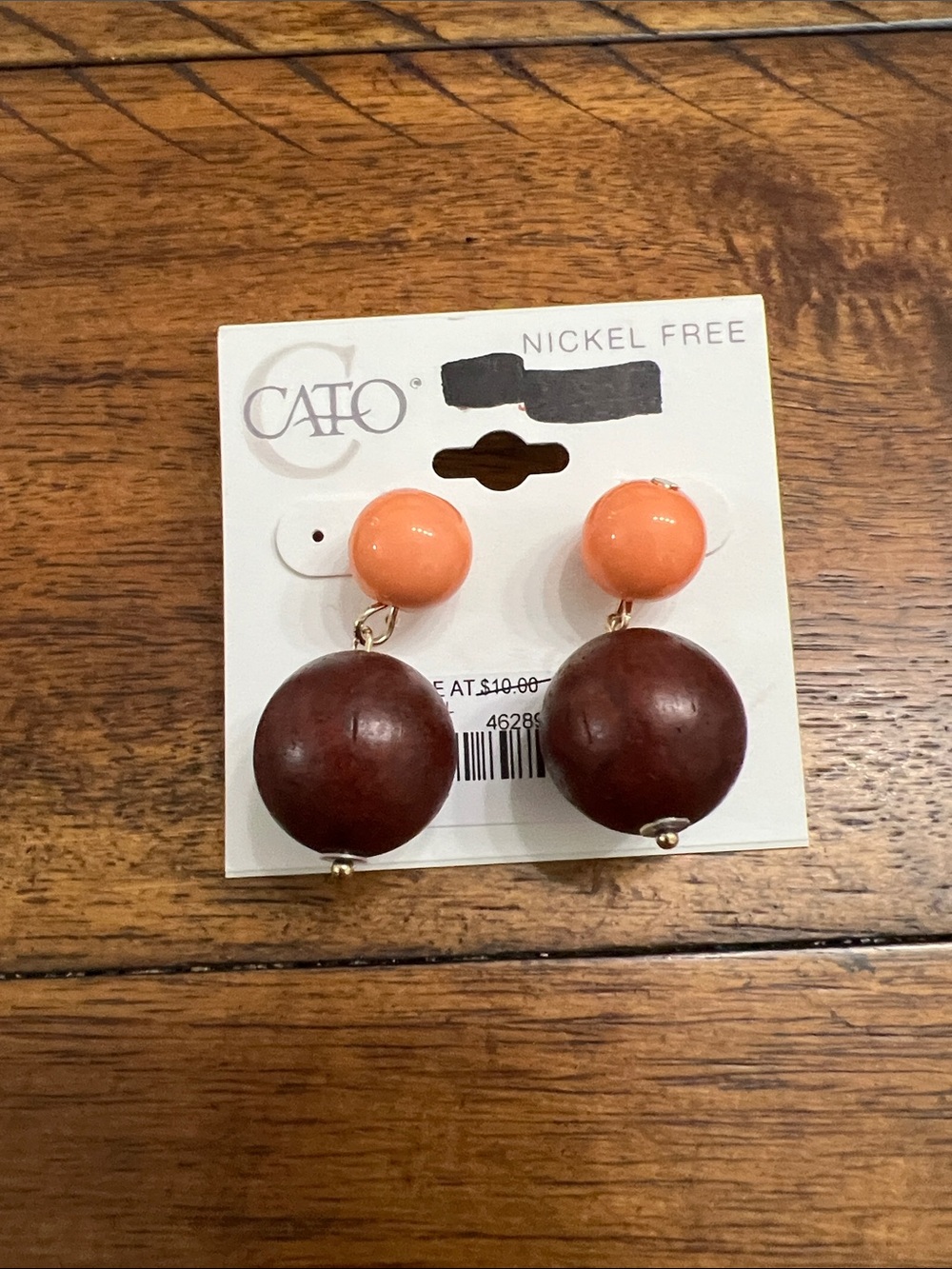Cato Coral and Brown Drop Earrings